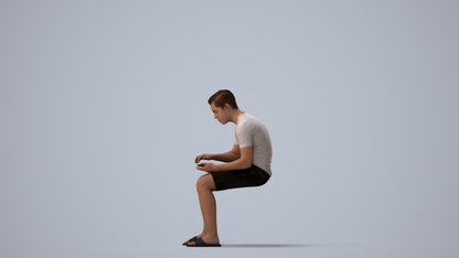 3D human model boy casual kids, photogrammetry scanned person for archviz, three-quarter view render
