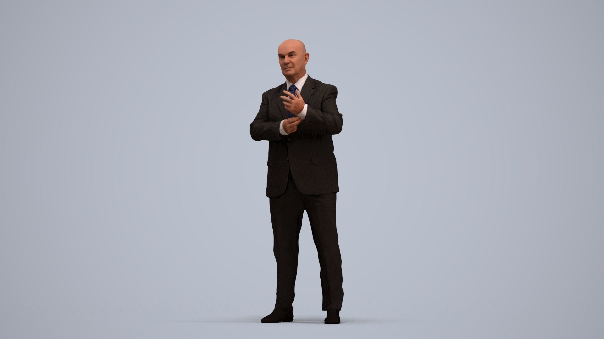 scanned 3D senior man business, photogrammetry people for Enscape and V-Ray, standing pose render
