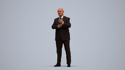 scanned 3D senior man business, photogrammetry people for Enscape and V-Ray, standing pose render