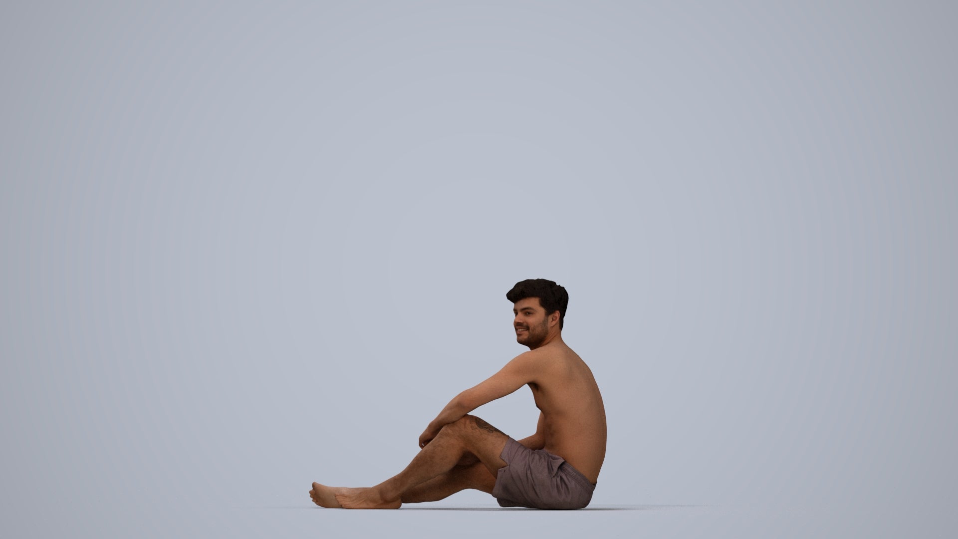 realistic 3D human man pool, archviz people FBX OBJ for Blender, top-down view render