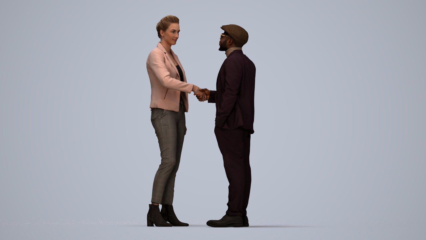 3D scanned woman business, photorealistic archviz people for Enscape and SketchUp, top-down view render