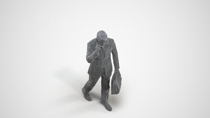 realistic 3D human man business, archviz people FBX OBJ for Blender, wireframe three-quarter view