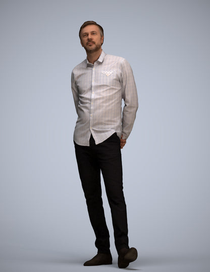 photogrammetry 3D man business standing, realistic human model archviz FBX