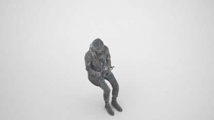 realistic 3D human woman business, archviz people FBX OBJ for Blender, wireframe three-quarter view