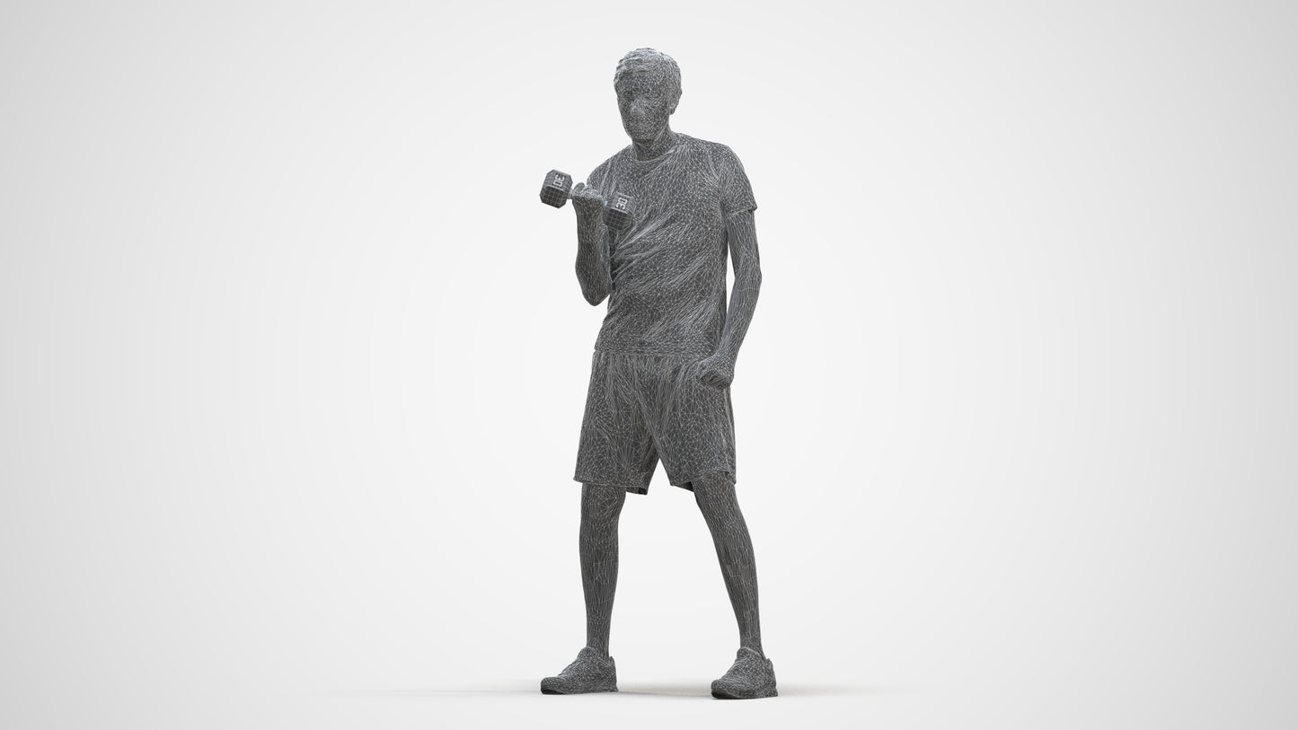 photogrammetry 3D man sport, realistic human model archviz FBX, three-quarter front view render