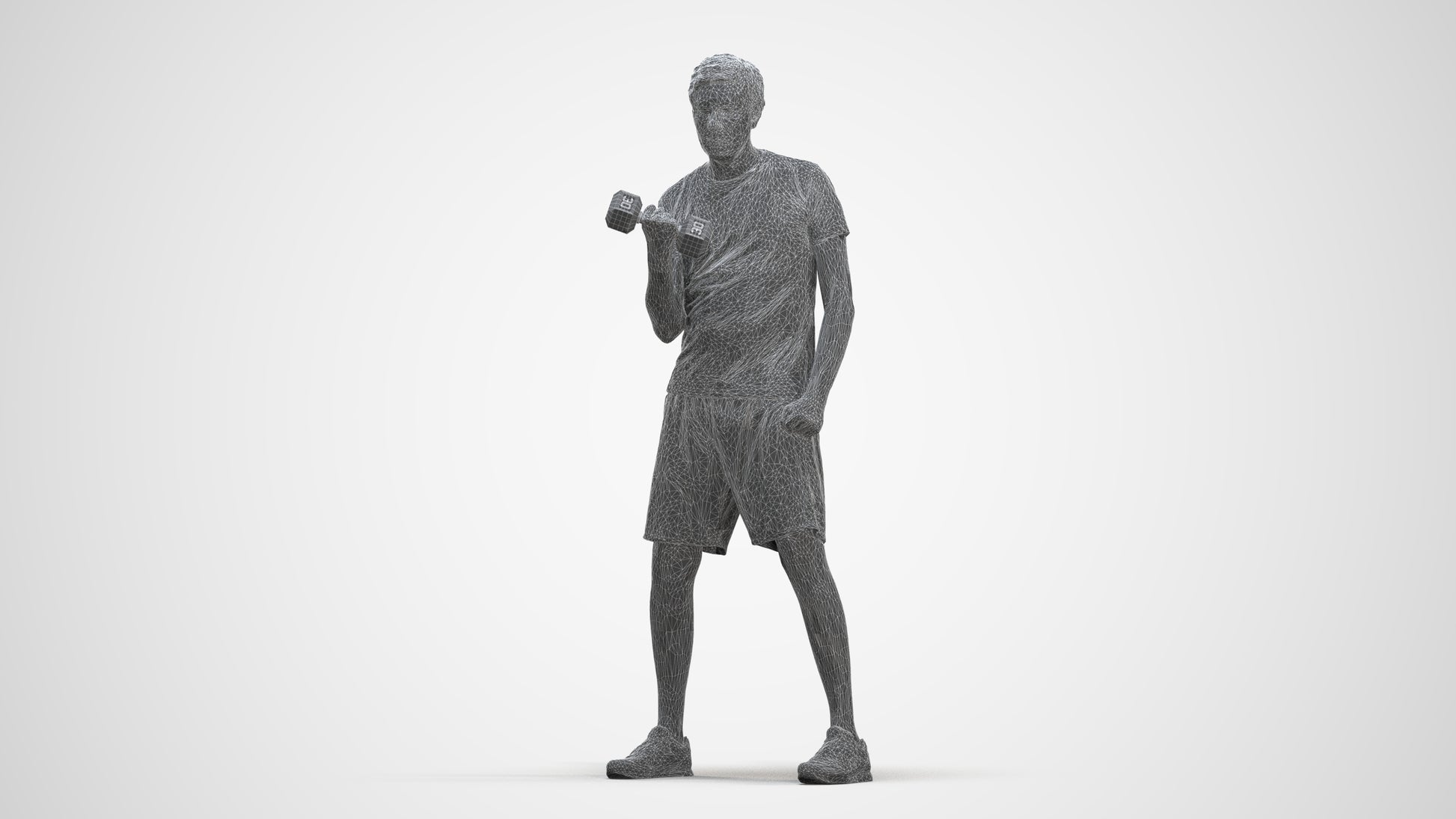photogrammetry 3D man sport, realistic human model archviz FBX, three-quarter front view render