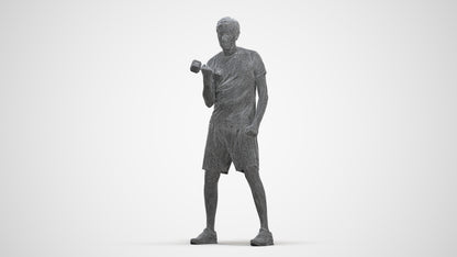 photogrammetry 3D man sport, realistic human model archviz FBX, three-quarter front view render