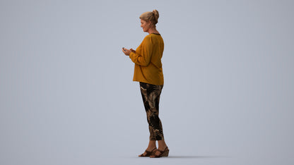 scanned 3D woman casual standing, photogrammetry people for Enscape and V-Ray, three-quarter view render