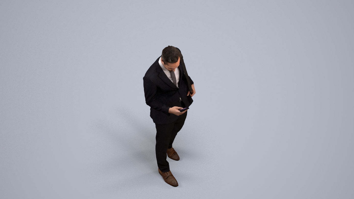 3D scanned man business formal, photorealistic archviz people for Enscape and SketchUp, back view render