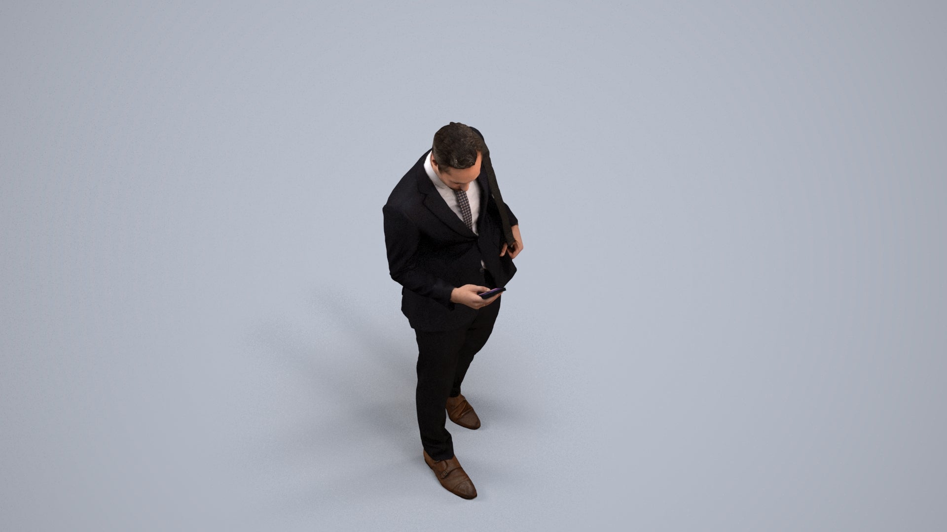 3D scanned man business formal, photorealistic archviz people for Enscape and SketchUp, back view render