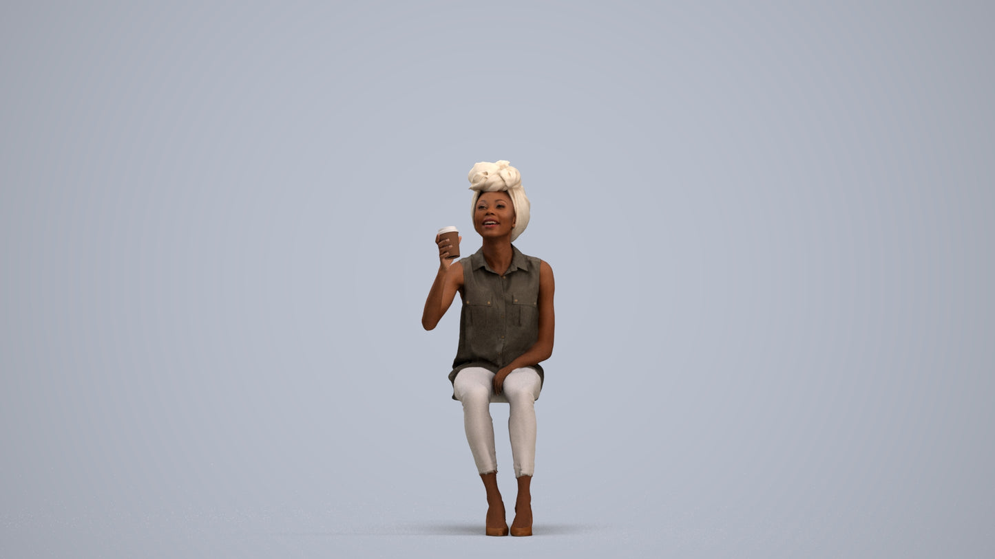 realistic 3D people woman casual sitting, render-ready for V-Ray and Corona, FBX OBJ, standing pose render