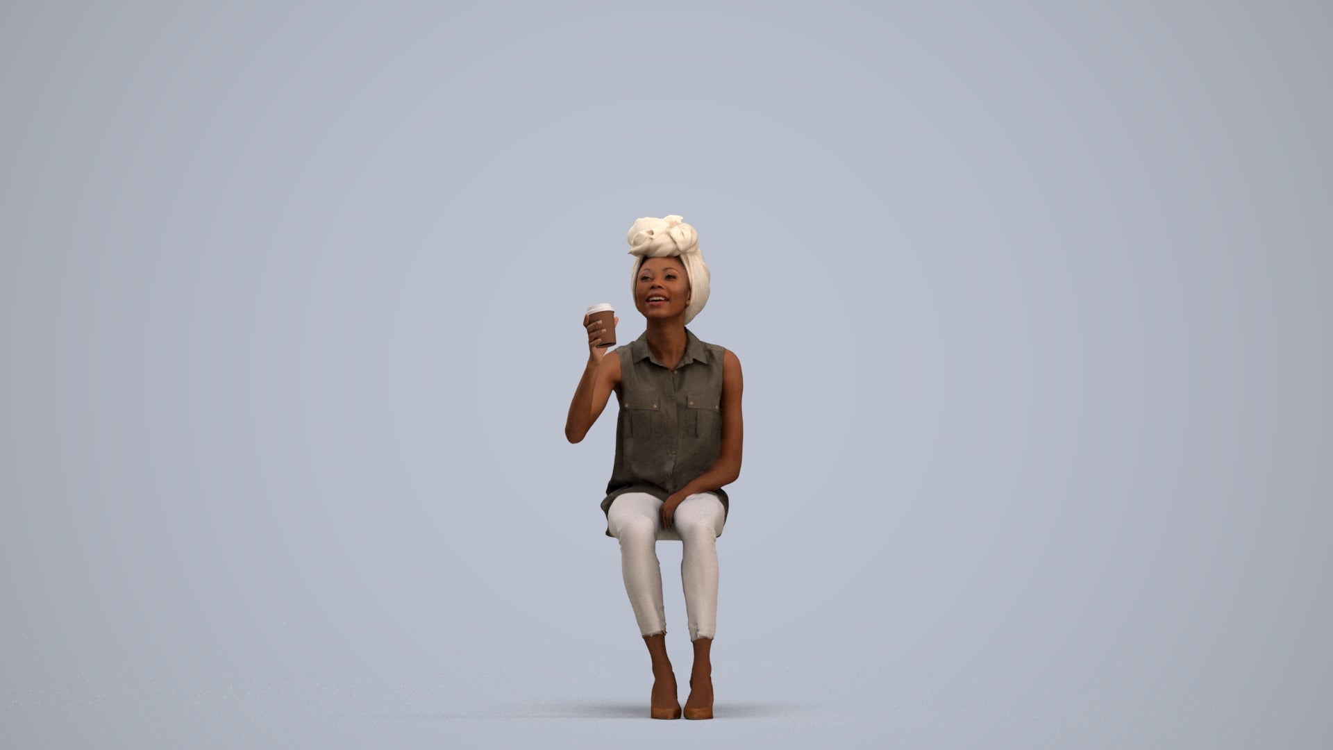 realistic 3D people woman casual sitting, render-ready for V-Ray and Corona, FBX OBJ, standing pose render