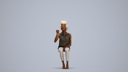 realistic 3D people woman casual sitting, render-ready for V-Ray and Corona, FBX OBJ, standing pose render