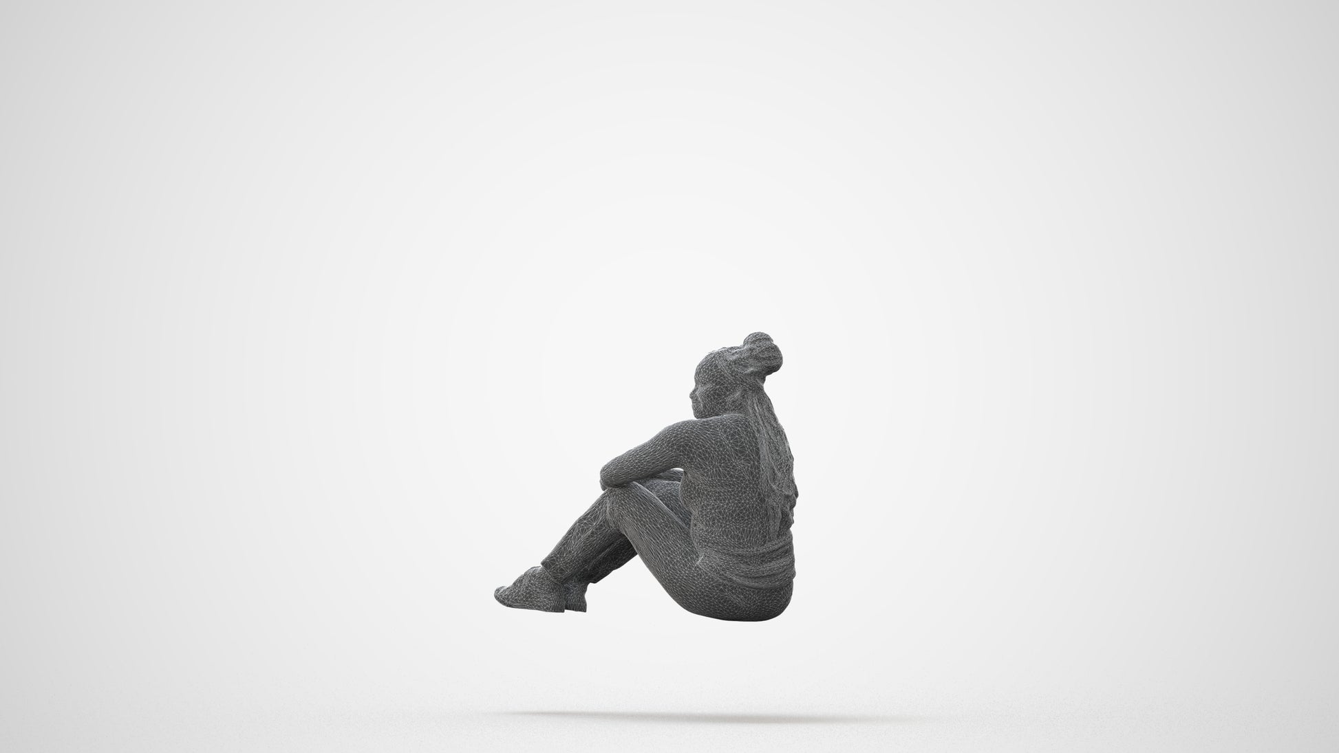 photogrammetry 3D woman casual sitting, realistic human model archviz FBX, square thumbnail