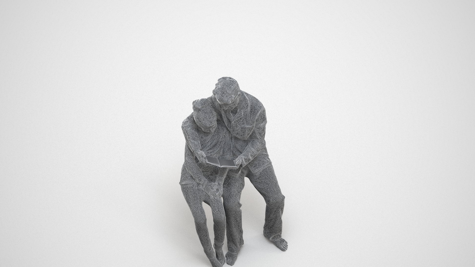 photogrammetry 3D girl kids, realistic human model archviz FBX, wireframe three-quarter view