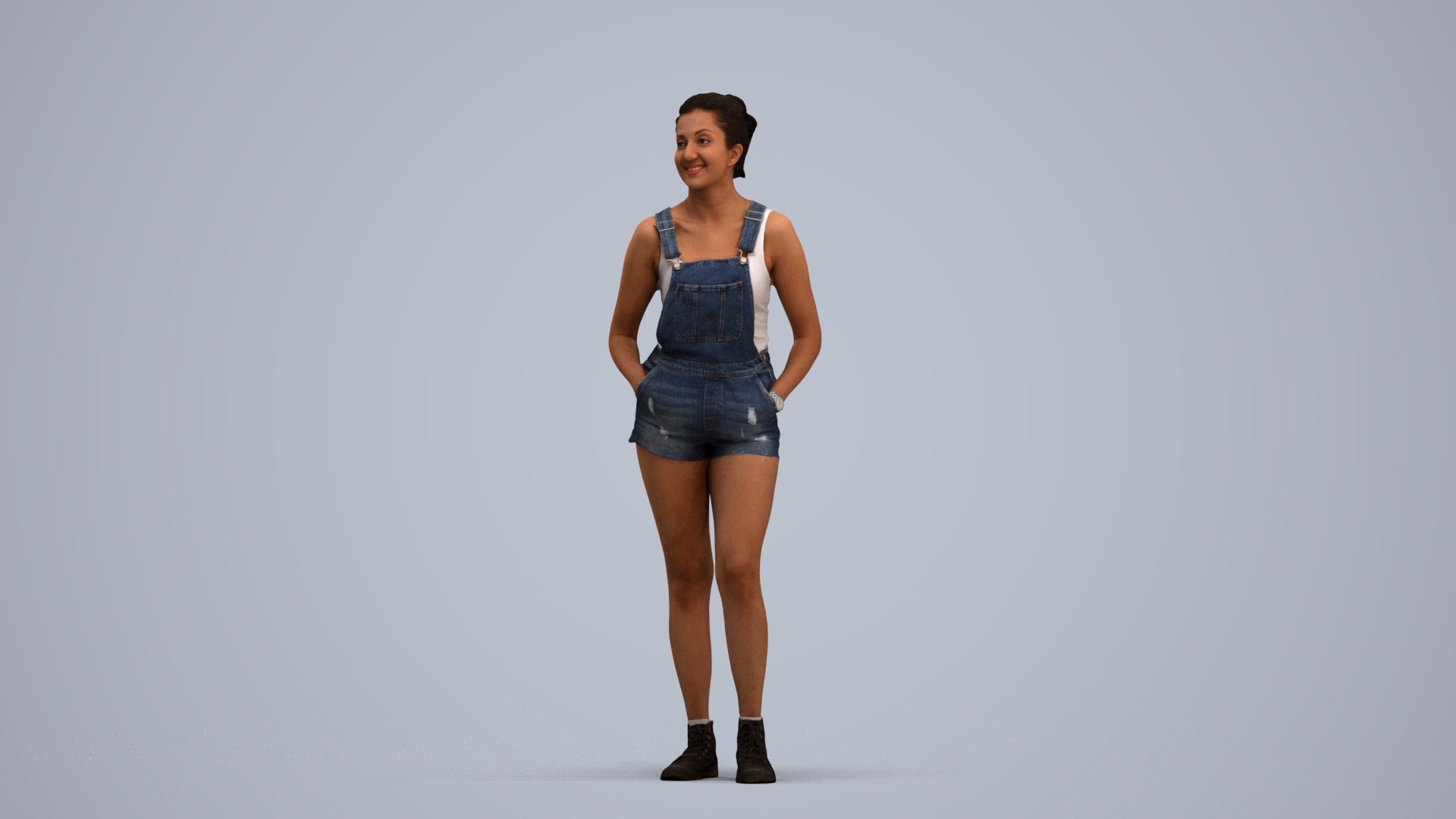3D people model woman casual standing, scanned human for 3ds Max rendering, standing pose render