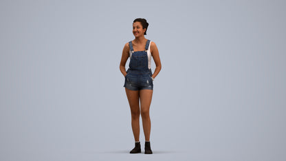 3D people model woman casual standing, scanned human for 3ds Max rendering, standing pose render