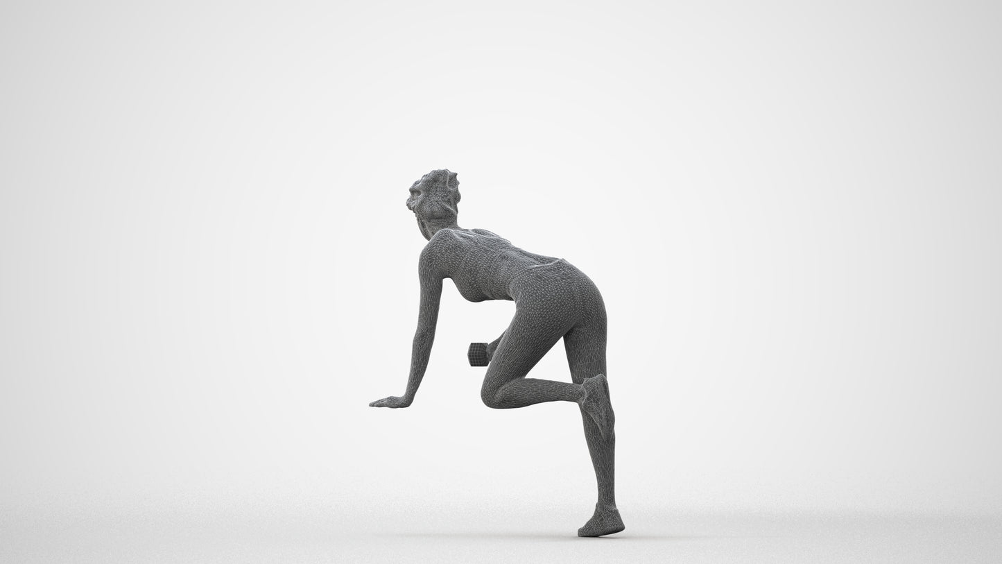 3D human model woman sport, photogrammetry scanned person for archviz, square thumbnail