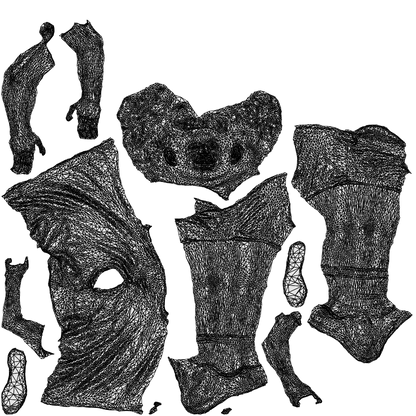 realistic 3D girl casual kids, scanned archviz people for Blender and 3ds Max, wireframe top-down view