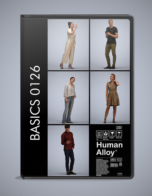 realistic 3D people standing set, 5 render-ready models for V-Ray and Corona