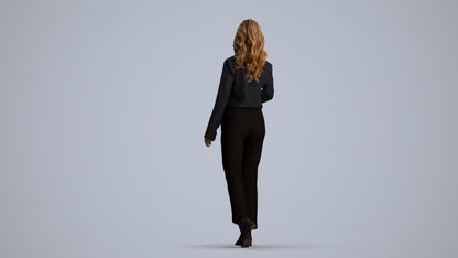 3D scanned woman door business, photorealistic archviz people for Enscape and SketchUp, front view render