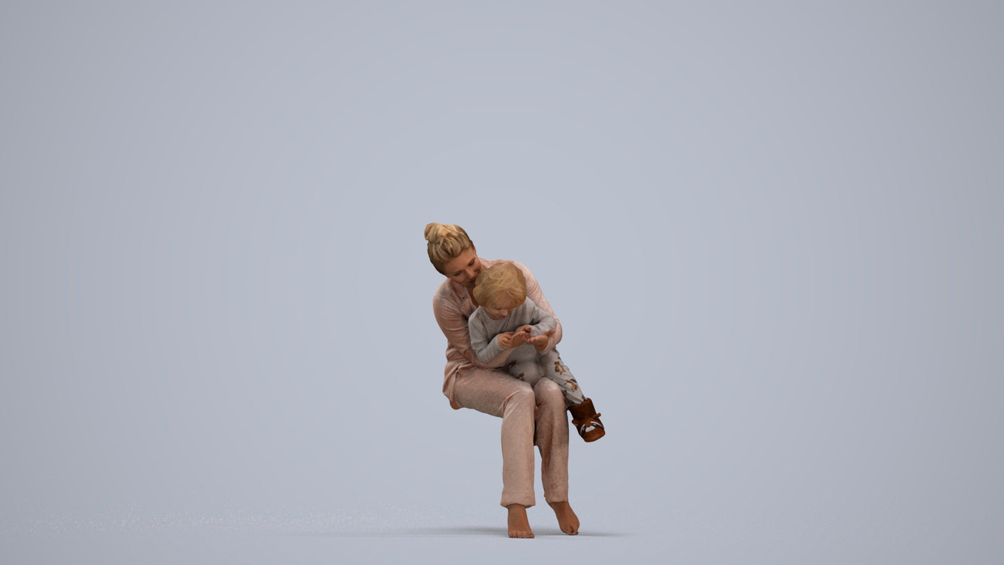 3D people model girl kids, scanned human for 3ds Max rendering, standing pose render