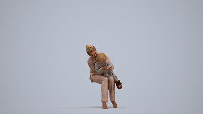 3D people model girl kids, scanned human for 3ds Max rendering, standing pose render