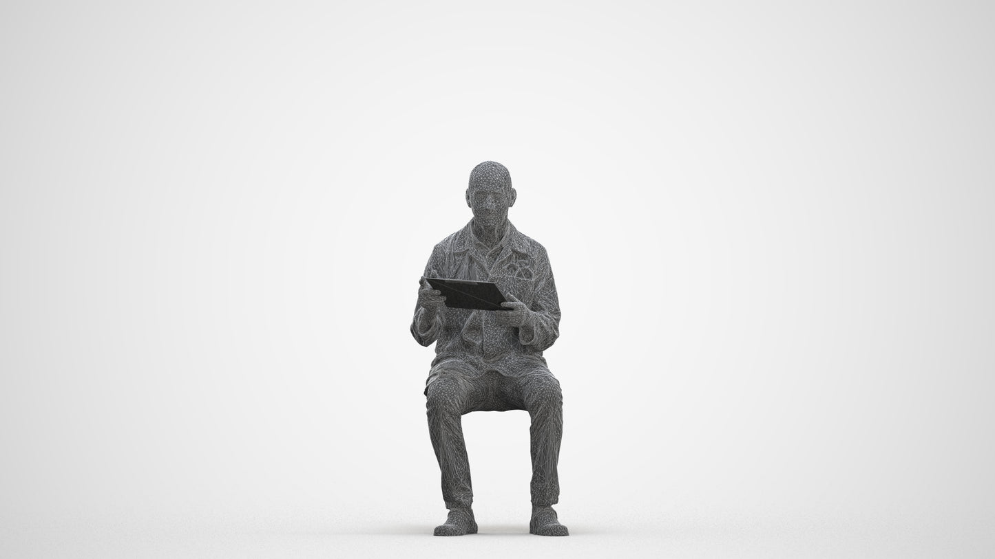 photogrammetry 3D senior man medical, realistic human model archviz FBX, three-quarter front view render