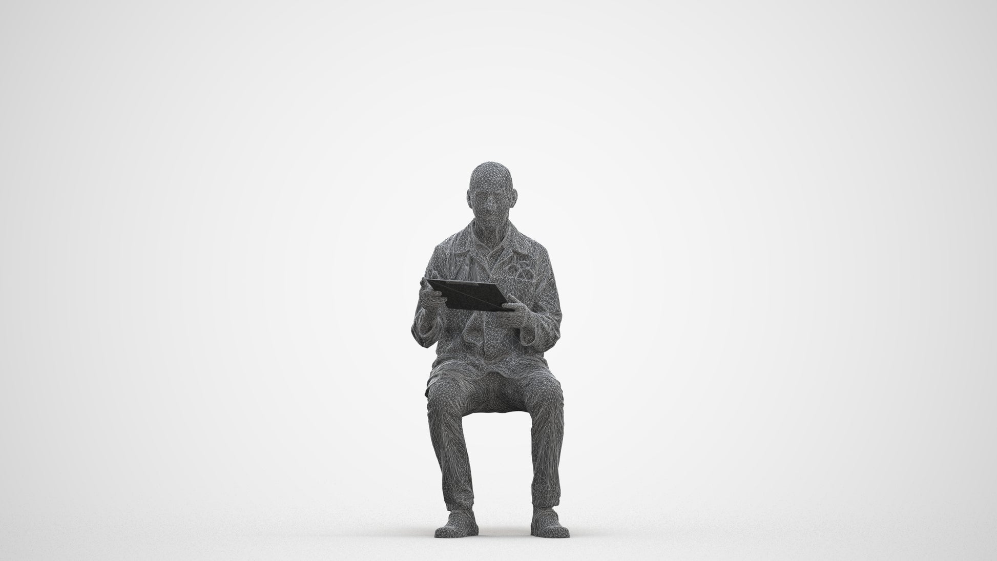 photogrammetry 3D senior man medical, realistic human model archviz FBX, three-quarter front view render