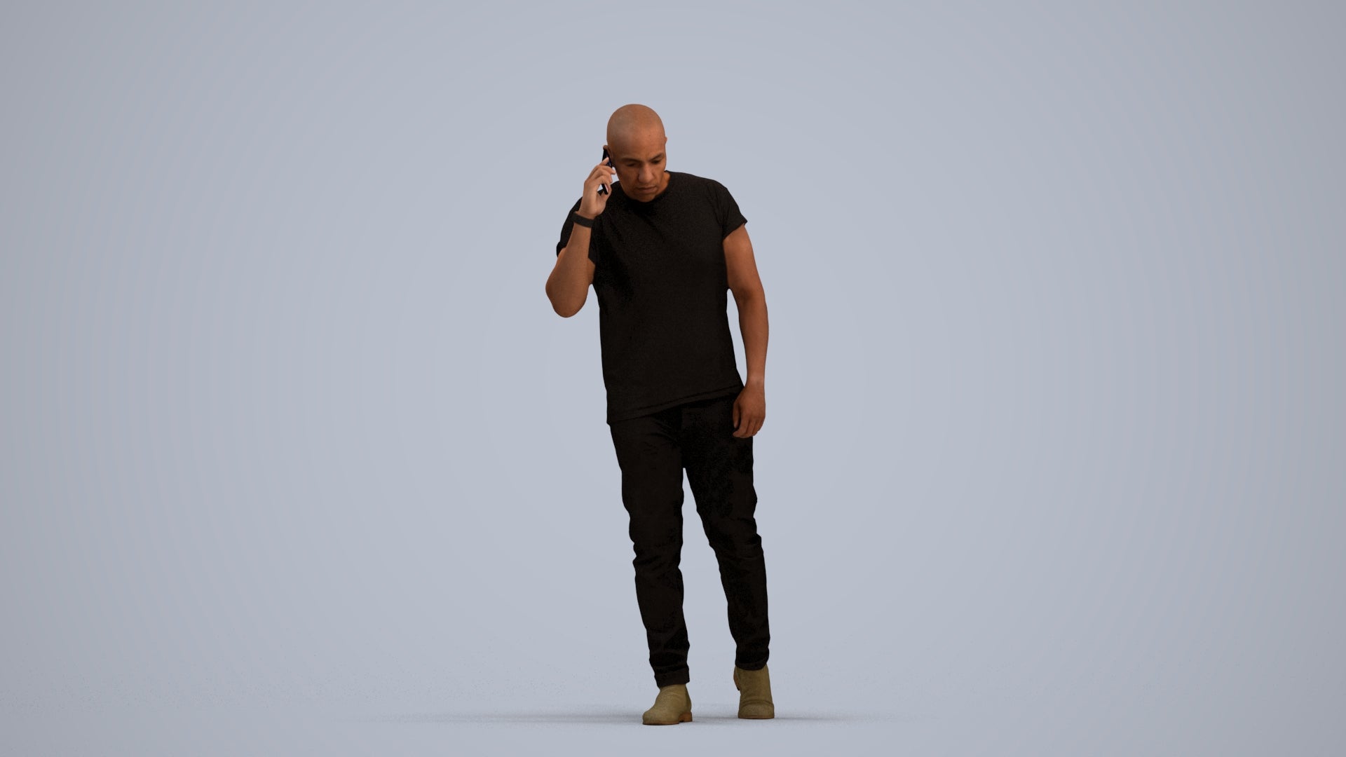 3D scanned man walking casual, photorealistic archviz people for Enscape and SketchUp, standing pose render