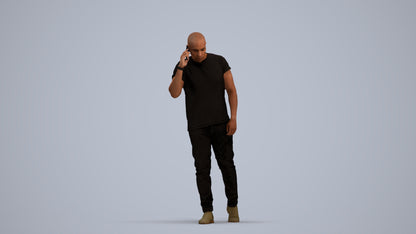 3D scanned man walking casual, photorealistic archviz people for Enscape and SketchUp, standing pose render