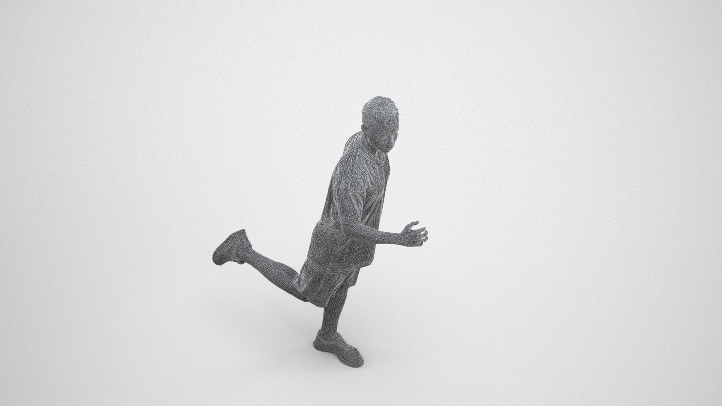 realistic 3D people man sport, render-ready for V-Ray and Corona, FBX OBJ, wireframe three-quarter view