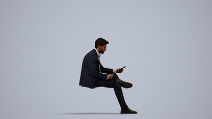 3D people model man business, scanned human for 3ds Max rendering, side view render