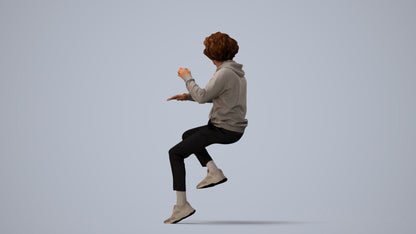 realistic 3D people man casual sitting, render-ready for V-Ray and Corona, FBX OBJ, three-quarter view render