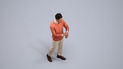 3D people model man casual walking, scanned human for 3ds Max rendering, back view render