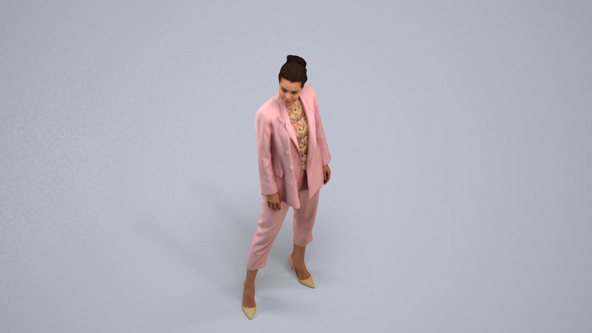 realistic 3D people woman business standing, render-ready for V-Ray and Corona, FBX OBJ, back view render