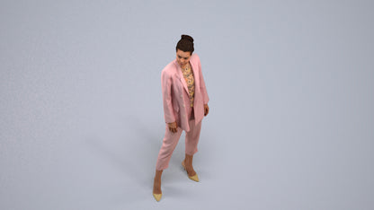 realistic 3D people woman business standing, render-ready for V-Ray and Corona, FBX OBJ, back view render