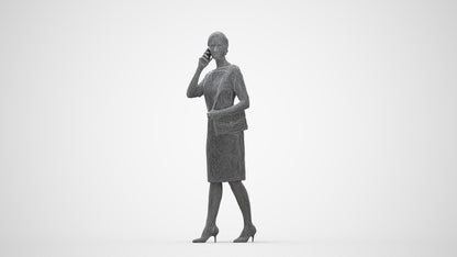 photogrammetry 3D woman casual standing, realistic human model archviz FBX, wireframe back view