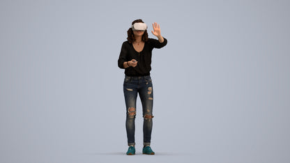realistic 3D human woman casual standing, archviz people FBX OBJ for Blender, standing pose render
