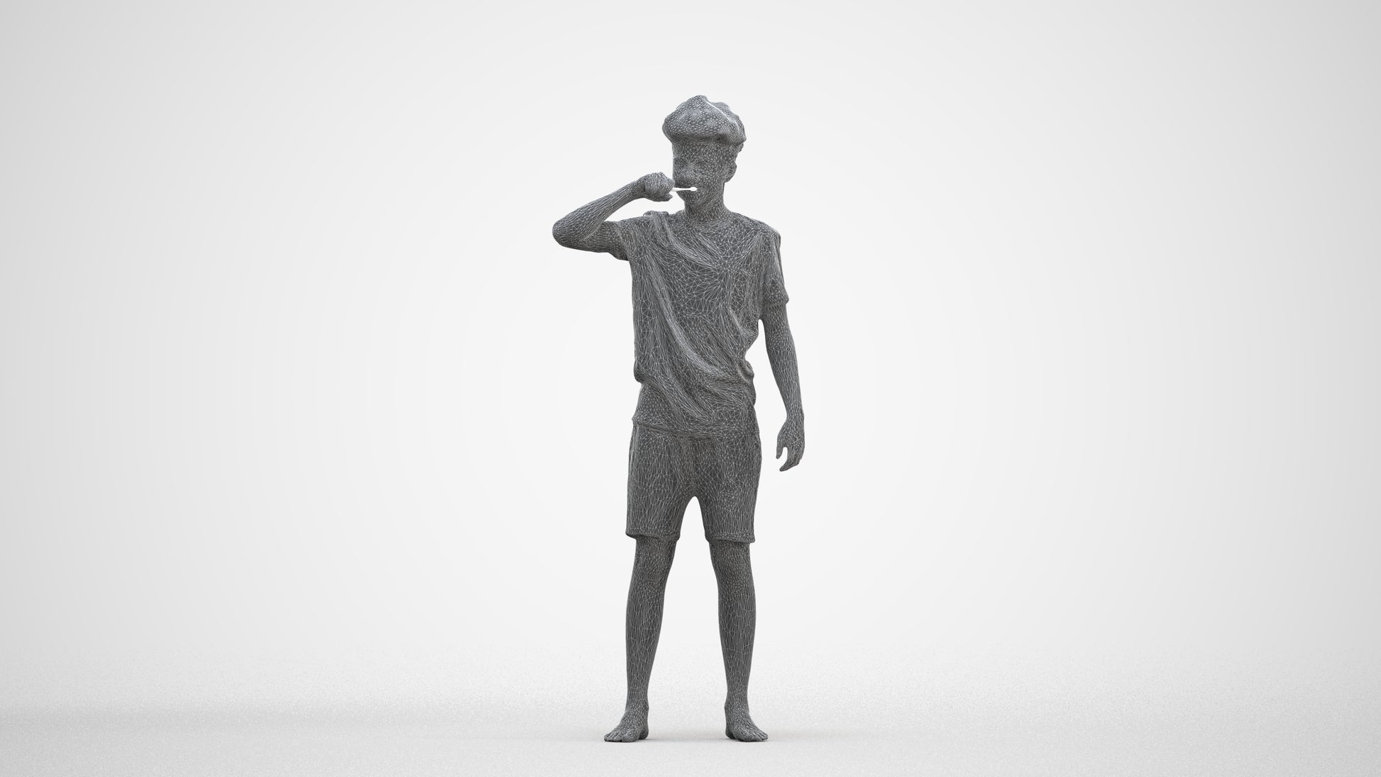 3D scanned boy kids, photorealistic archviz people for Enscape and SketchUp, three-quarter front view render