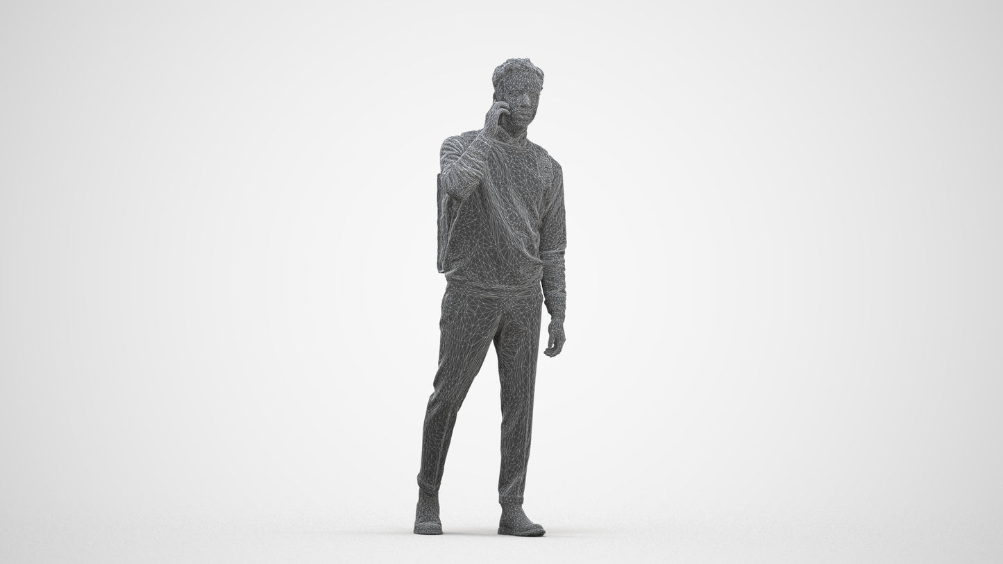 scanned 3D man casual walking, photogrammetry people for Enscape and V-Ray, three-quarter front view render