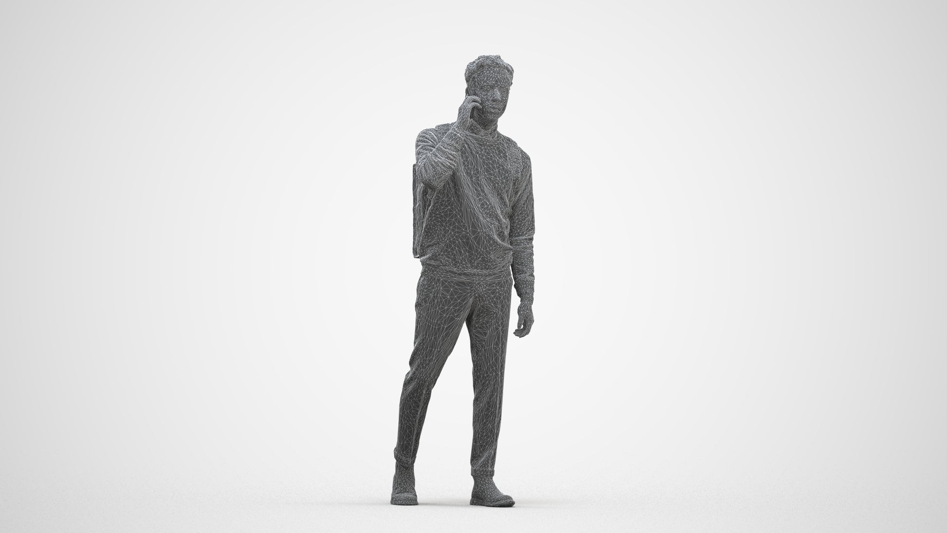 scanned 3D man casual walking, photogrammetry people for Enscape and V-Ray, three-quarter front view render