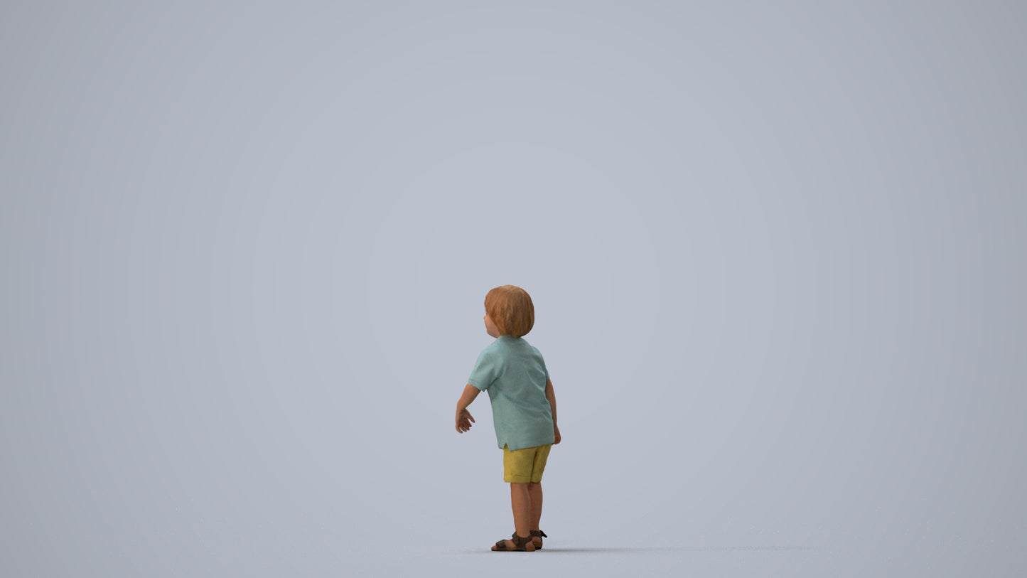 scanned 3D boy casual kids, photogrammetry people for Enscape and V-Ray, three-quarter view render