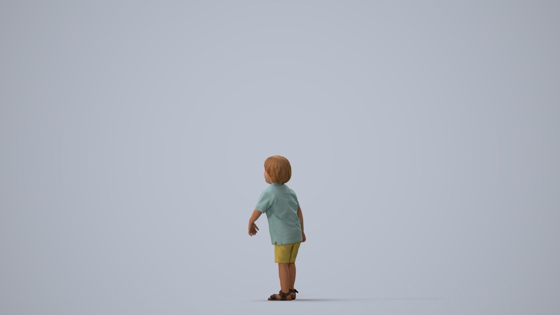 scanned 3D boy casual kids, photogrammetry people for Enscape and V-Ray, three-quarter view render