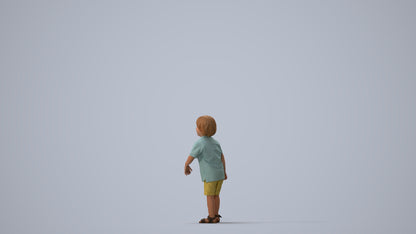scanned 3D boy casual kids, photogrammetry people for Enscape and V-Ray, three-quarter view render