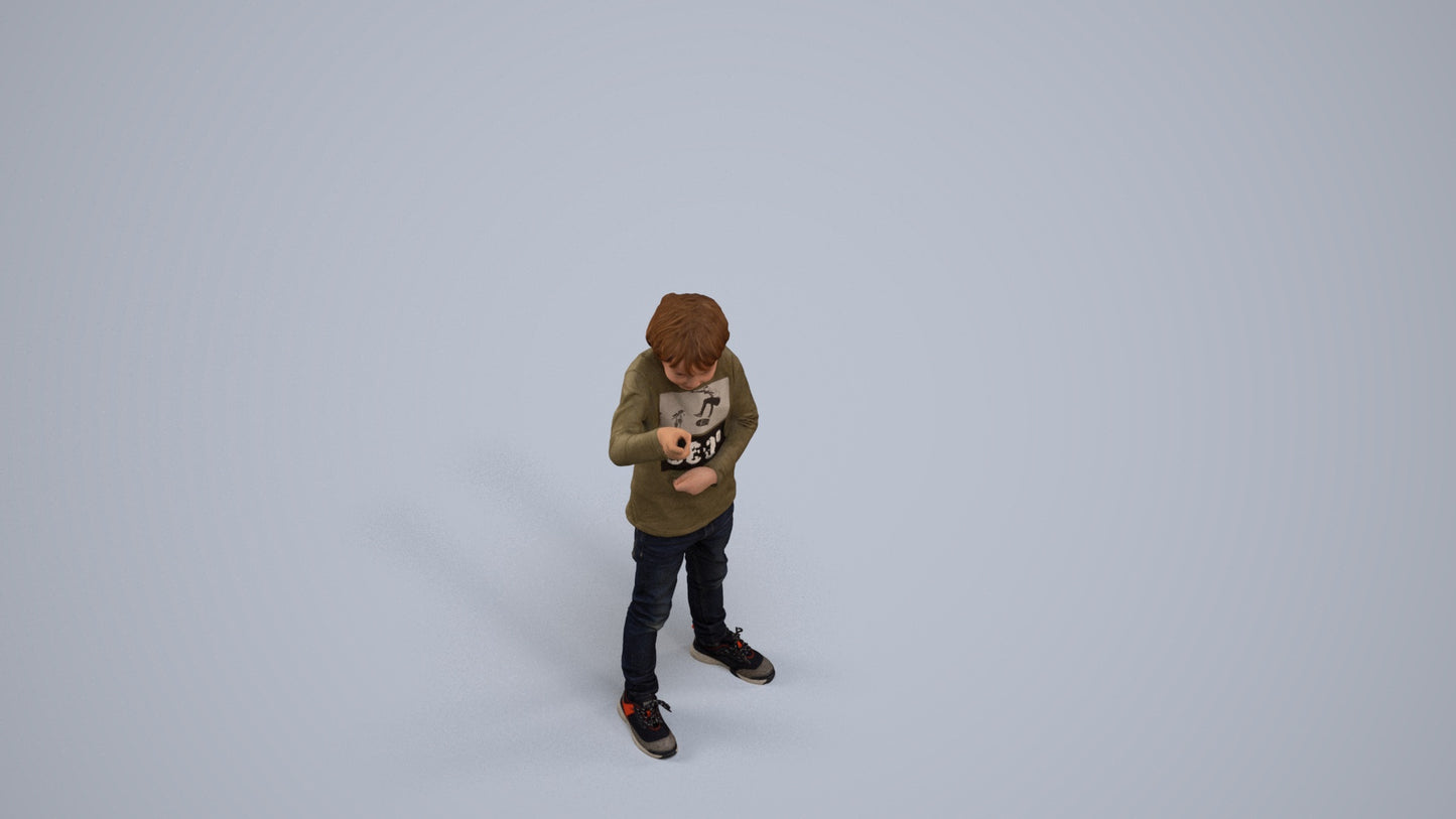 3D people model boy casual kids, scanned human for 3ds Max rendering, back view render