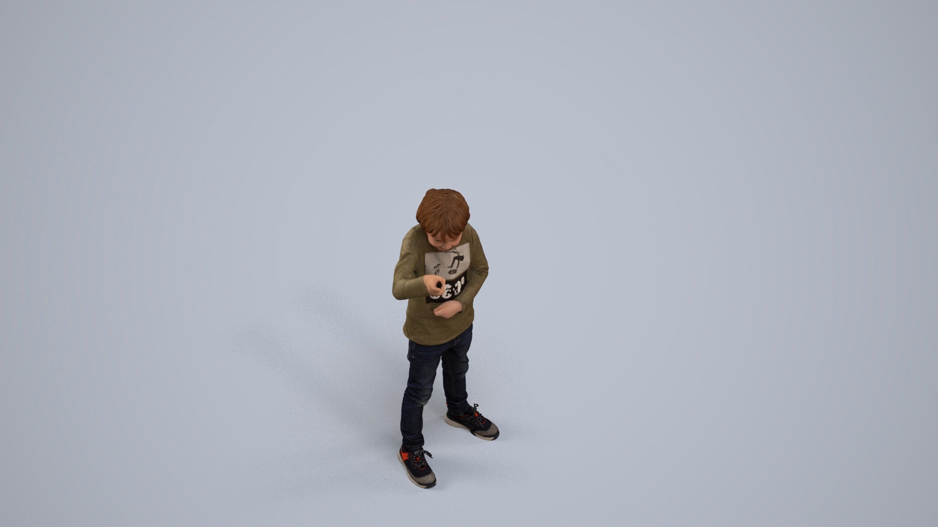 3D people model boy casual kids, scanned human for 3ds Max rendering, back view render