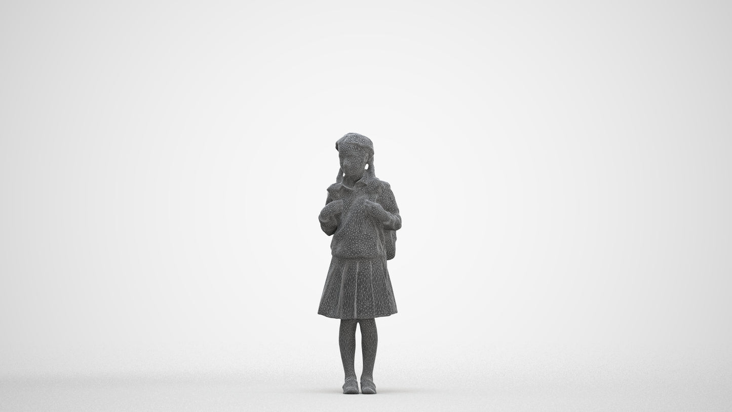 photogrammetry 3D girl kids, realistic human model archviz FBX, three-quarter front view render