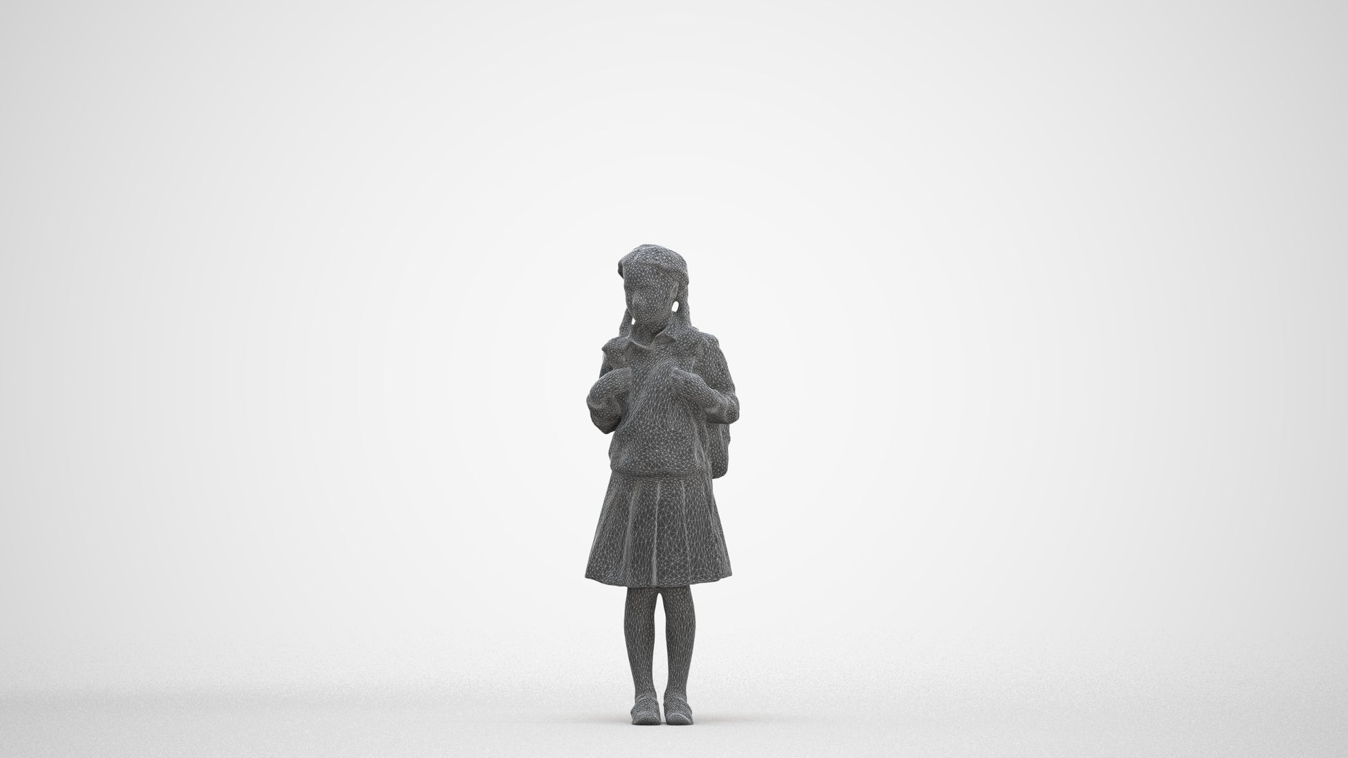 photogrammetry 3D girl kids, realistic human model archviz FBX, three-quarter front view render