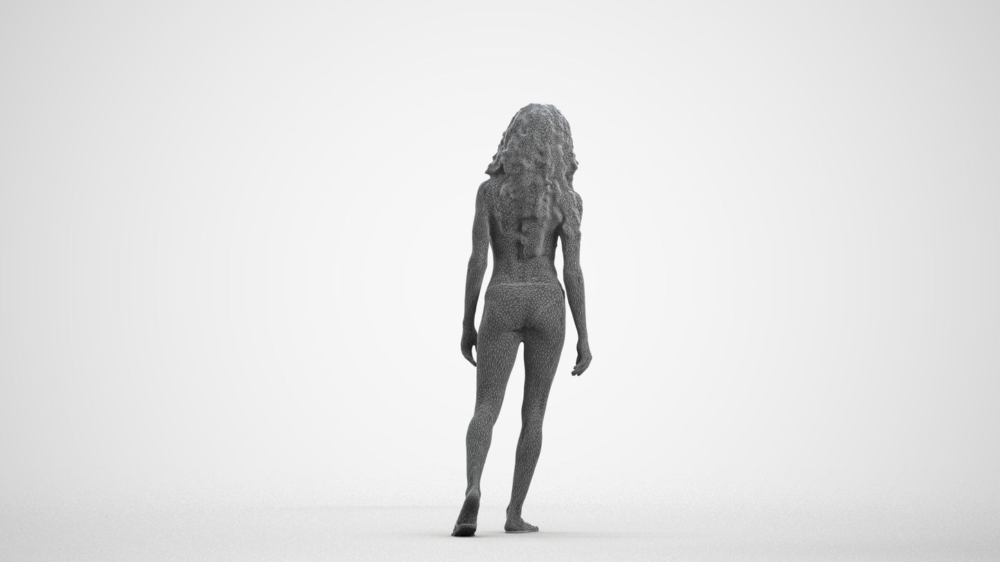 scanned 3D woman pool, photogrammetry people for Enscape and V-Ray, wireframe front view